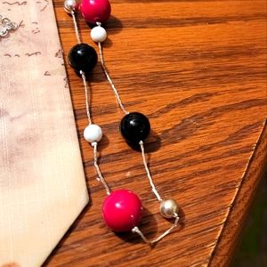 Vintage Necklace Rare With Black n Red White Balls